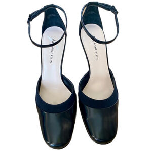 ANNE KLEIN Shoes Ankle Strap Black Patent Leather 3” Heel Womens Siz…
